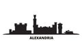 Egypt, Alexandria city skyline isolated vector illustration. Egypt, Alexandria travel black cityscape