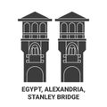 Egypt, Alexandria, Stanley Bridge travel landmark vector illustration