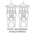 Egypt, Alexandria, Stanley Bridge travel landmark vector illustration