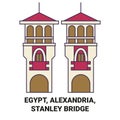 Egypt, Alexandria, Stanley Bridge travel landmark vector illustration