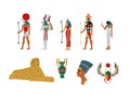 Egypt Ancient Symbols, Gods and Goddess Set Vector Illustration Royalty Free Stock Photo