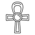 Egypt ankh cross icon, outline style