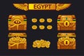 Egypt antique treasure chest and golden coins