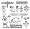 Egypt architecture and ornaments vector set