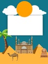 Egypt background with mosque of Mohammed ali and pyramids.