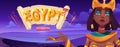 Egypt banner with Cleopatra and papyrus scroll Royalty Free Stock Photo