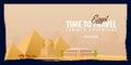 Egypt banner. Time to Travel. Journey, trip and vacation. Vector flat illustration. Royalty Free Stock Photo