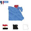 Egypt blue Low Poly map with capital Cairo