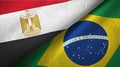 Egypt and Brazil two flags textile cloth, fabric texture