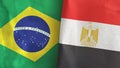Egypt and Brazil two flags textile cloth 3D rendering
