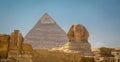 Egypt, Cairo; August 19, 2014 - the Egyptian pyramids in Cairo. The arch of the temple Royalty Free Stock Photo