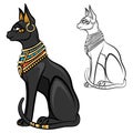 Egypt cat goddess bastet vector Royalty Free Stock Photo