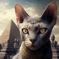 Egypt Cat pyramids Background. Generative AI Royalty Free Stock Photo