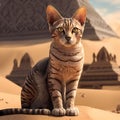 Egypt Cat pyramids Background. Generative AI Royalty Free Stock Photo
