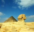 Egypt Cheops pyramid and sphinx Royalty Free Stock Photo