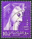EGYPT - CIRCA 1958: A stamp printed in Egypt shows Pharaoh Ramses II, circa 1958. Royalty Free Stock Photo