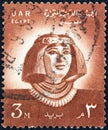 EGYPT - CIRCA 1958: A stamp printed in Egypt shows Princess Nofret statue, circa 1958. Royalty Free Stock Photo