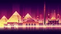 Egypt city night neon style architecture buildings town country travel