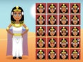 Egypt Cleopatra Cartoon Emotion faces Vector Illustration