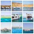 Egypt Collage, tourist boat trip on Red sea, Sharm El Sheikh