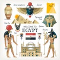 Egypt collection set with traditional symbols of country