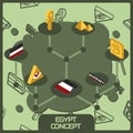 Egypt color concept isometric icons