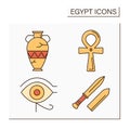 Egypt color icons set