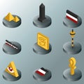 Egypt color isometric icons