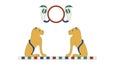 Egypt royal lions. Egypt ornamental lions and snakes composition, ornamental element of Ancient Egypt.