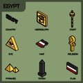 Egypt color outline isometric icons