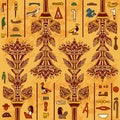 Egypt colorful ornament with ancient Egyptian hieroglyphs on aged paper background, . Royalty Free Stock Photo