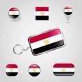 Egypt Country Flag on Keychain and map pin different style Royalty Free Stock Photo