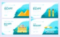 Egypt country ornament travel tour concept. Traditional vacation brochure card set. Template of flyear, web banner, ui