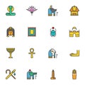 Egypt culture filled outline icons set