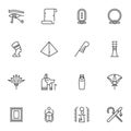 Egypt culture line icons set