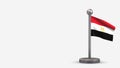Egypt 3D waving flag illustration on tiny flagpole. Royalty Free Stock Photo
