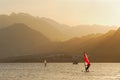 Egypt. Dahab. Windsurfing at sunset