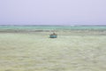 Egypt Egyptian beach with mountains and boat at Red sea Royalty Free Stock Photo