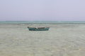 Egypt Egyptian beach with mountains and boat at Red sea Royalty Free Stock Photo