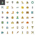 Egypt elements filled outline icons set