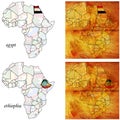 Egypt&ethiophia on africa map Royalty Free Stock Photo