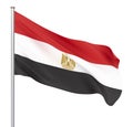 Egypt flag blowing in the wind. Background texture. 3d rendering, waving flag. Ã¢â¬â Illustration, isolated on white Royalty Free Stock Photo