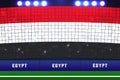 Egypt flag card stunts. Egypt soccer or football stadium background.