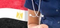 Egypt flag female doctor with stethoscope