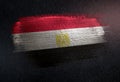 Egypt Flag Made of Metallic Brush Paint on Grunge Dark Wall