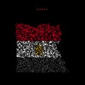 Egypt flag map, chaotic particles pattern in the Egyptian flag colors. Vector illustration