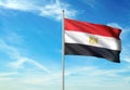 Egypt flag waving with sky on background realistic 3d illustration Royalty Free Stock Photo