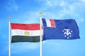 Egypt and French Southern and Antarctic Lands two flags on flagpoles