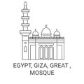 Egypt, Giza, Great , Mosque travel landmark vector illustration Royalty Free Stock Photo