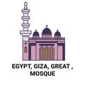 Egypt, Giza, Great , Mosque travel landmark vector illustration Royalty Free Stock Photo